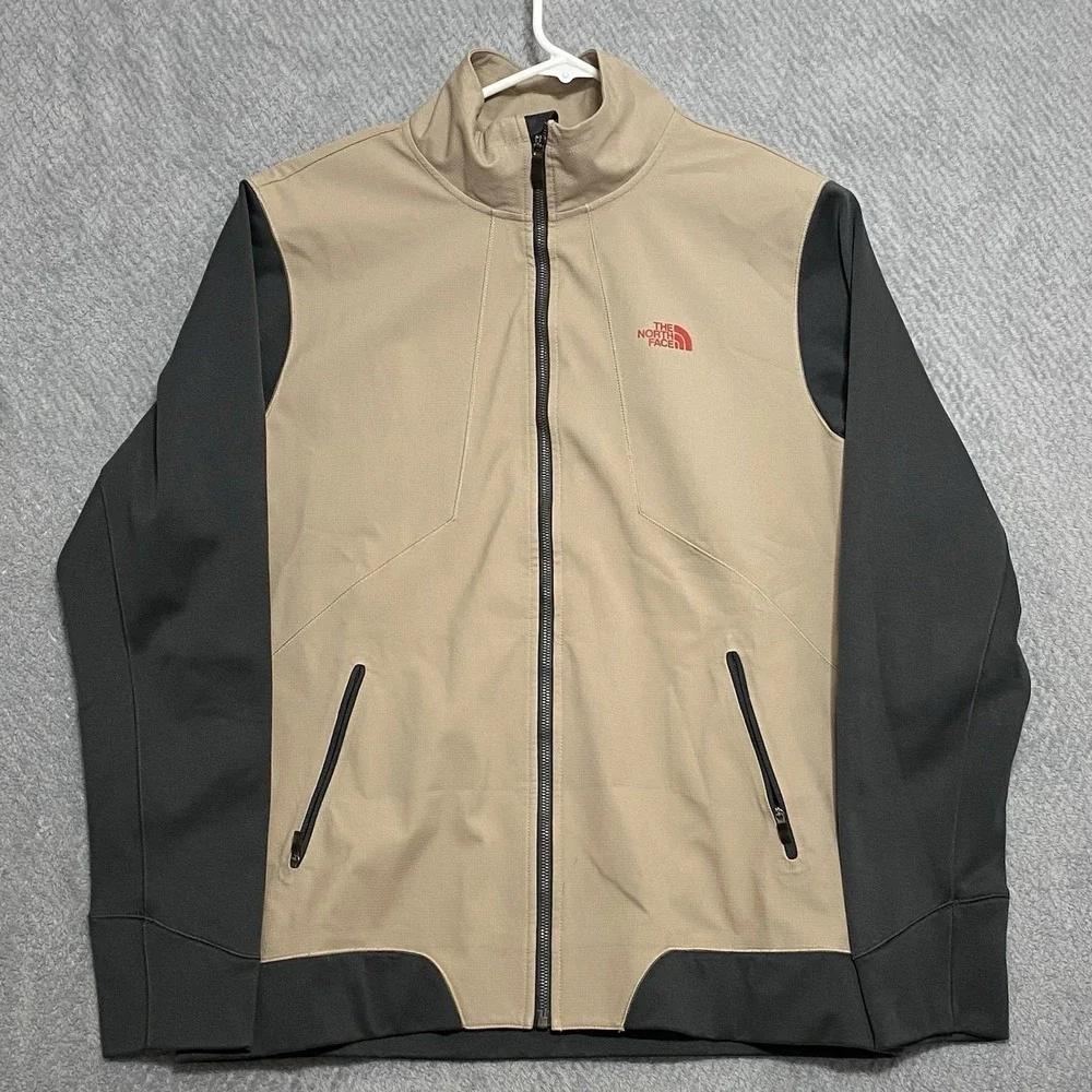 The North Face Kadet Jacket Mens Large Full Zip Beige Softshell Performance